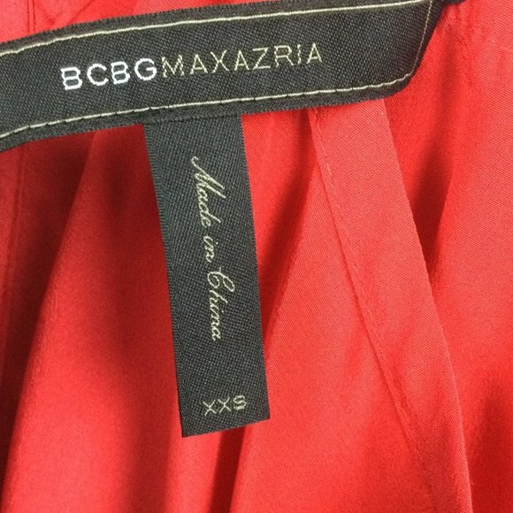 BCBGMaxAzria 100% Silk Cherry Red Criss Cross Tank - Picture 5 of 8